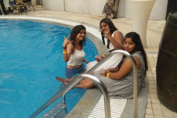 enjoying pool party