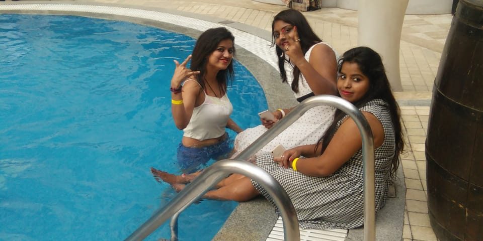 enjoying pool party