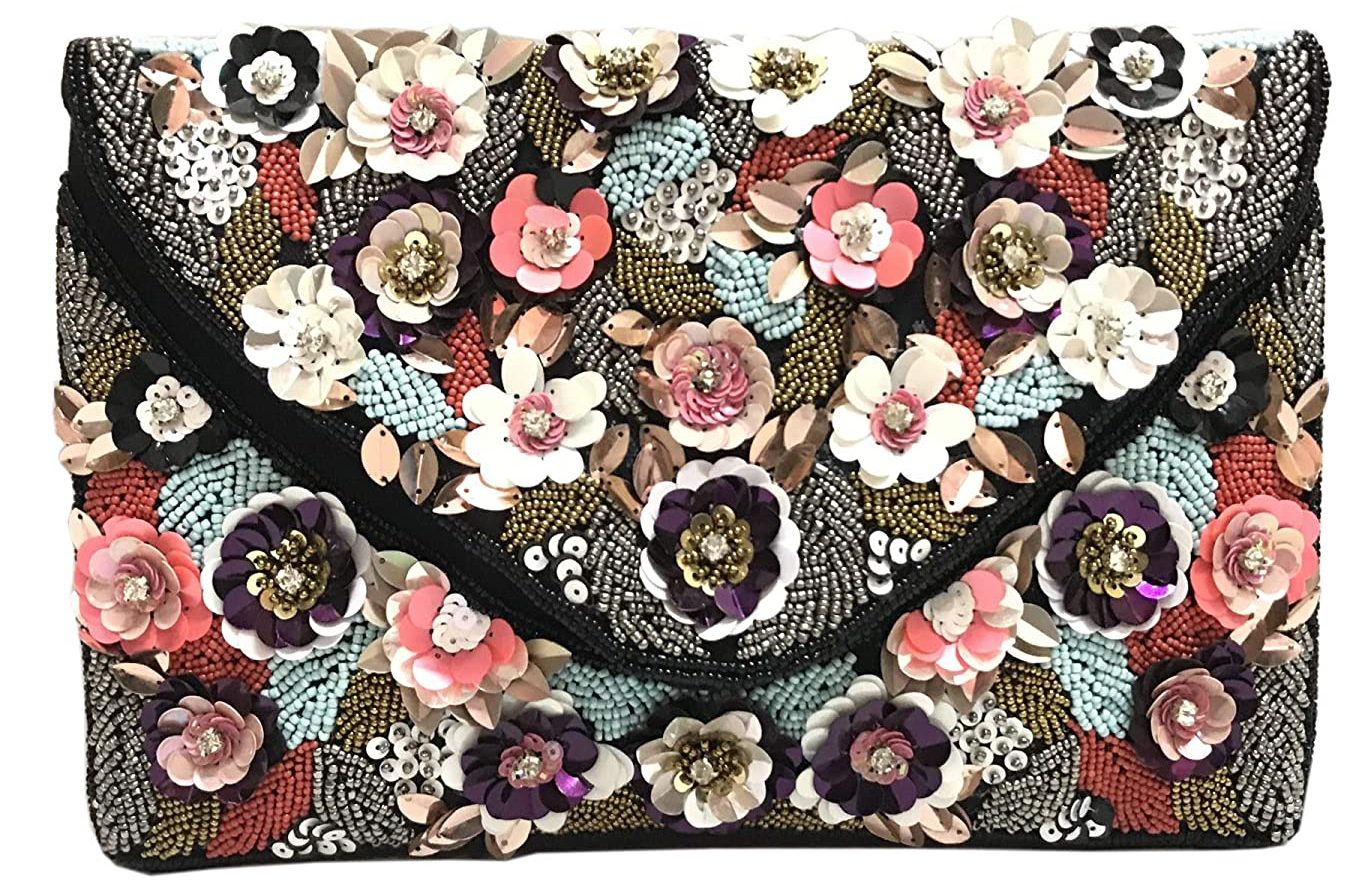 Women’s Multi Floral Handmade clutch cum Sling Bag by Ankjyo